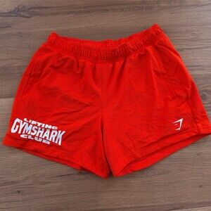 Gymshark Lifting Club Mesh Shorts Men's Large Orange Drawstring Side Pockets